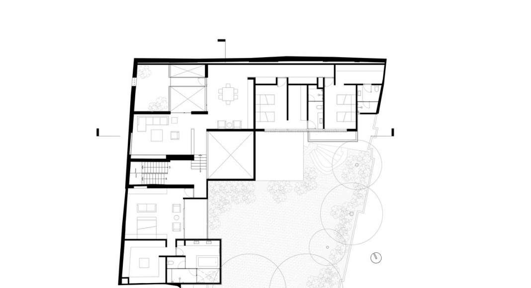 Planta Primer Nivel de la Casa F12 : Plano © Miguel de la Torre Arquitectos