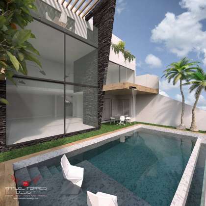 Arquitectura Residencial en Real de Juriquilla Fachada Posterior : Render © MANUEL TORRES DESIGN