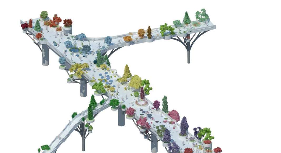 In the future, the overpass will evolve with new plants and new activators so as to become an ‘urban nursery’, rearing trees for the surrounding districts : Image © MVRDV