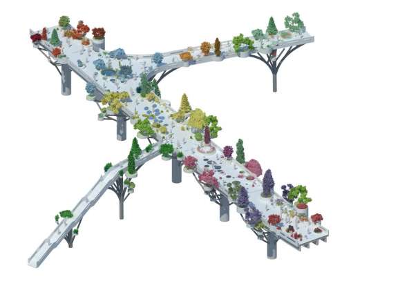 In the future, the overpass will evolve with new plants and new activators so as to become an ‘urban nursery’, rearing trees for the surrounding districts : Image © MVRDV