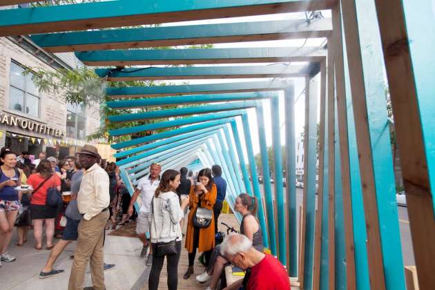 A first parklet with misters in Canada! : Photo credit © Alexandre Guilbeault