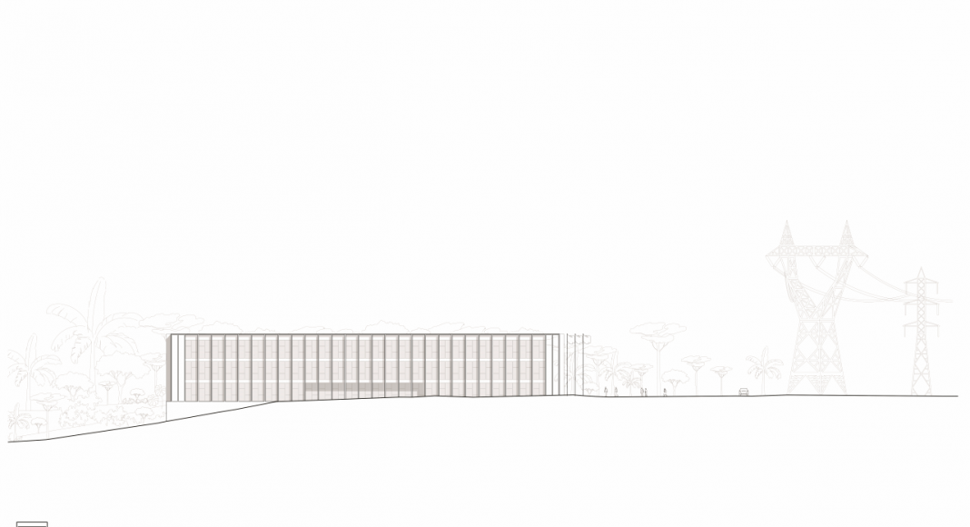 Fachada Sur de la Facultad de Medicina de São José dos Campos : Drawing © Kaan Architecten