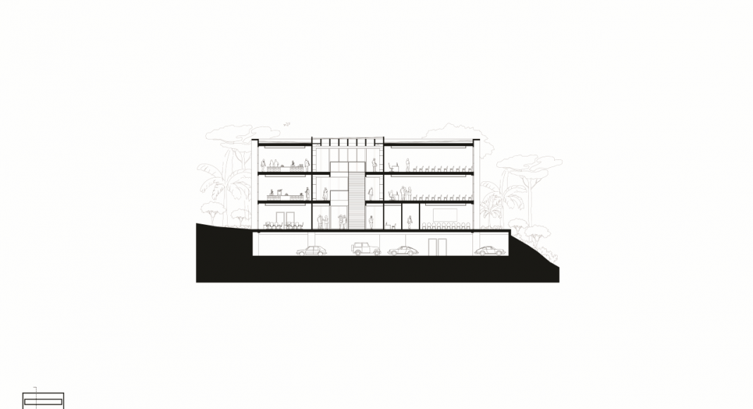 Corte Transversal de la Facultad de Medicina de São José dos Campos : Drawing © Kaan Architecten