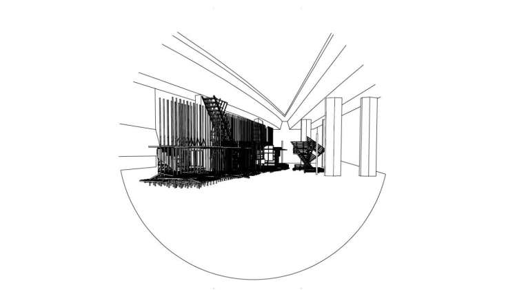 HOUSE 2 - COUNTER CITY Axonometry - instalación diseñada por el laboratorio ALICE de la EPFL : Drawing © Elena Chiavi