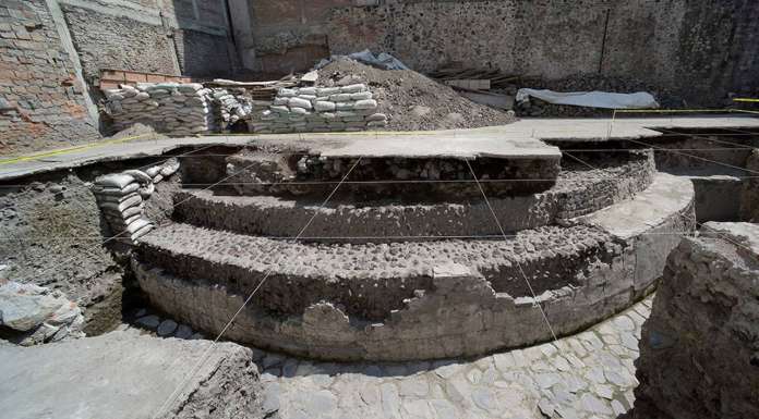 Revelan hallazgo arqueológico del Templo de Ehécatl y el Juego de Pelota de México-Tenochtitlan A través del Programa de Arqueología Urbana (PAU), en distintos lapsos se ha efectuado la liberación del edificio dedicado al dios mexica del viento, de más de 30 m de longitud : Foto © Héctor Montaño, INAH