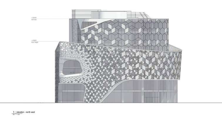 Lane 189 en Shanghai North West Elevation SD Status : Drawing © UNStudio