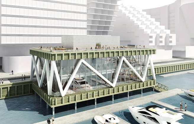 View of the Bulkhead of the project Wharf Marina by Hollwich Kushner : Render © Hollwich Kushner