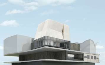 Visualización generada por computadora de la DFAB HOUSE : Imagen © NCCR Digital Fabrication