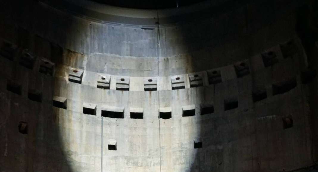 Spotlight in the original Tirpitz bunker : Photo credit © Mike Bink Photography