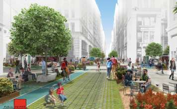 Public Square diseñada por FXFOWLE y Sam Schwartz Engineering Gana el Concurso Driverless Future Challenge Public Square diseñado por FXFOWLE & Sam Schwartz Engineering Ganan el Concurso Driverless Future Challenge : Render © FXFOWLE & © Sam Schwartz Engineering