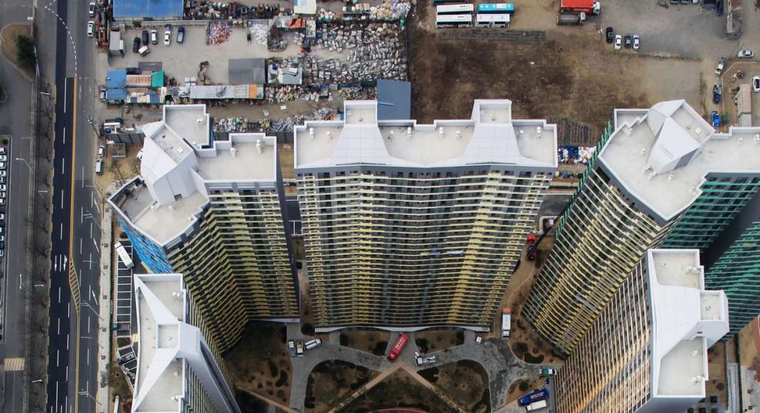 Aerial View Block 1 IPARK, Daegu, by UNStudio : Photo courtesy of © Hyundai