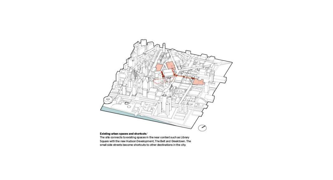 Monroe Blocks Urban Connections in Detroit by Schmidt Hammer Lassen Architects : Diagram © Schmidt Hammer Lassen Architects