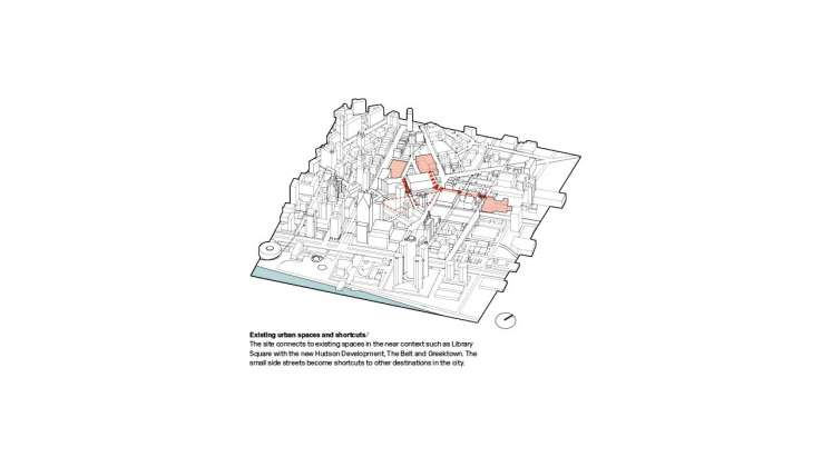 Monroe Blocks Urban Connections in Detroit by Schmidt Hammer Lassen Architects : Diagram © Schmidt Hammer Lassen Architects