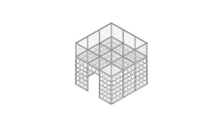 PRESS BOX Axonometric : Dibujo © SET Architects
