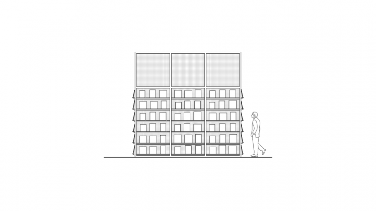 PRESS BOX Elevation : Dibujo © SET Architects