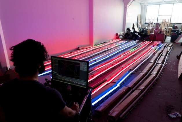 Jacques Cartier Bridge Interactive Illumination_Behind The Scenes : Photo credit © Moment Factory