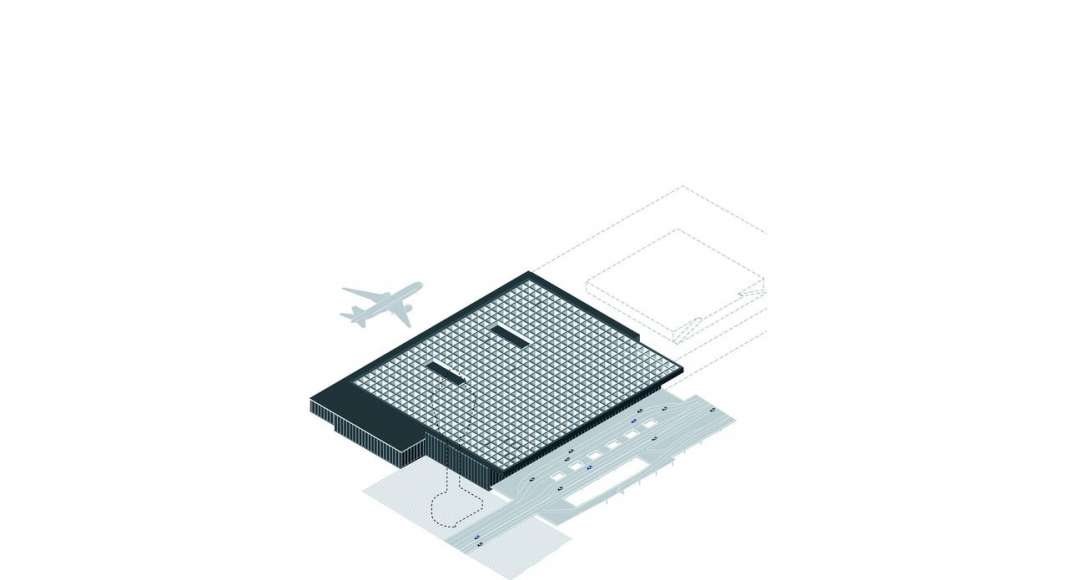 The new Amsterdam Airport Schiphol Terminal is envisioned as an ideal yet flexible module which allows for future growth and evolutionary expansion in accordance with the Schiphol DNA. : Scheme © KAAN Architecten