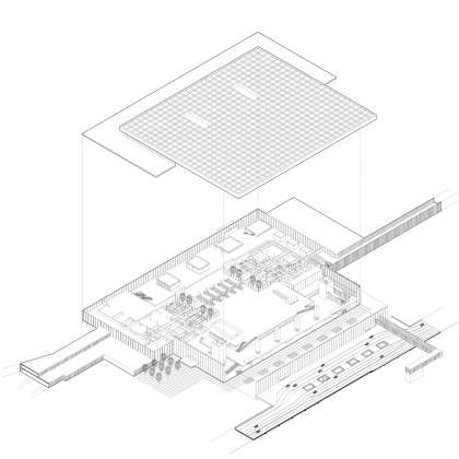 Amsterdam Airport Schiphol Terminal Axonometric View by KAAN Architecten : Drawing © KAAN Architecten