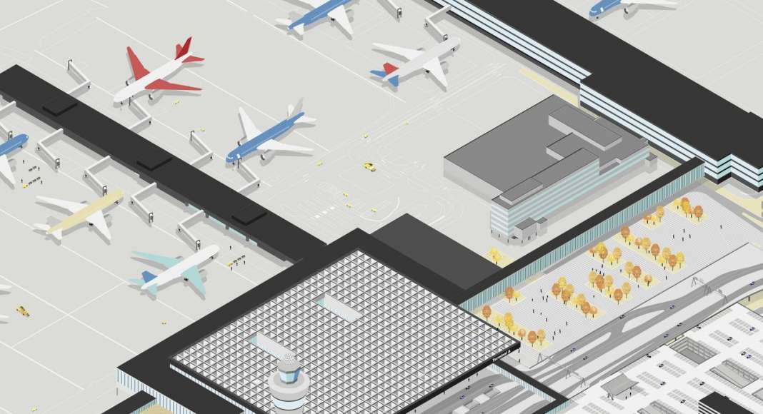 Amsterdam Airport Schiphol Terminal Site Axonometric by KAAN Architecten : Drawing © KAAN Architecten
