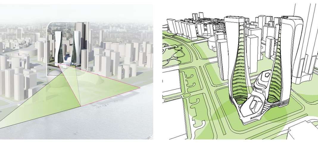 Raffles City Hangzhou Green Facade : Drawing © UNStudio