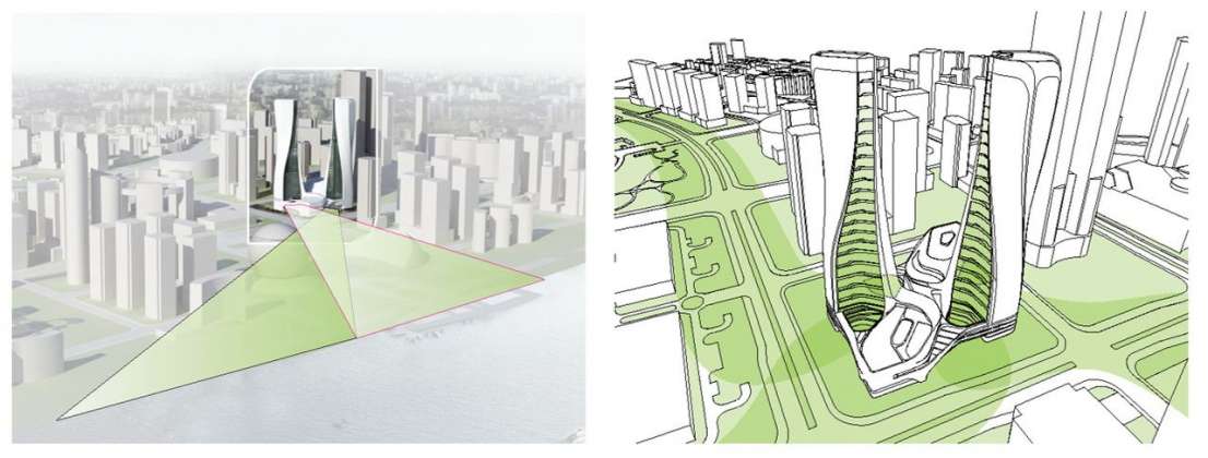 Raffles City Hangzhou Green Facade : Drawing © UNStudio