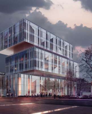 El nuevo Corporativo Creativo CaoHeJing Guigu inicia su construcción en Shanghai, China CaoHeJing Guigu Creative Headquarters Corner View : Photo © Schmidt Hammer Lassen Architects