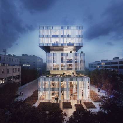 CaoHeJing Guigu Creative Headquarters Elevation Night View : Photo © Beauty and the Bit