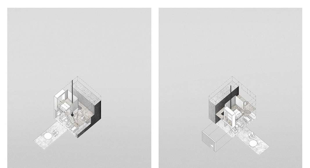 The social space of the house is interwoven in three dimensions with an offset slab and varied room heights on both floors : Photo © Bornstein Lyckefors Arkitekter