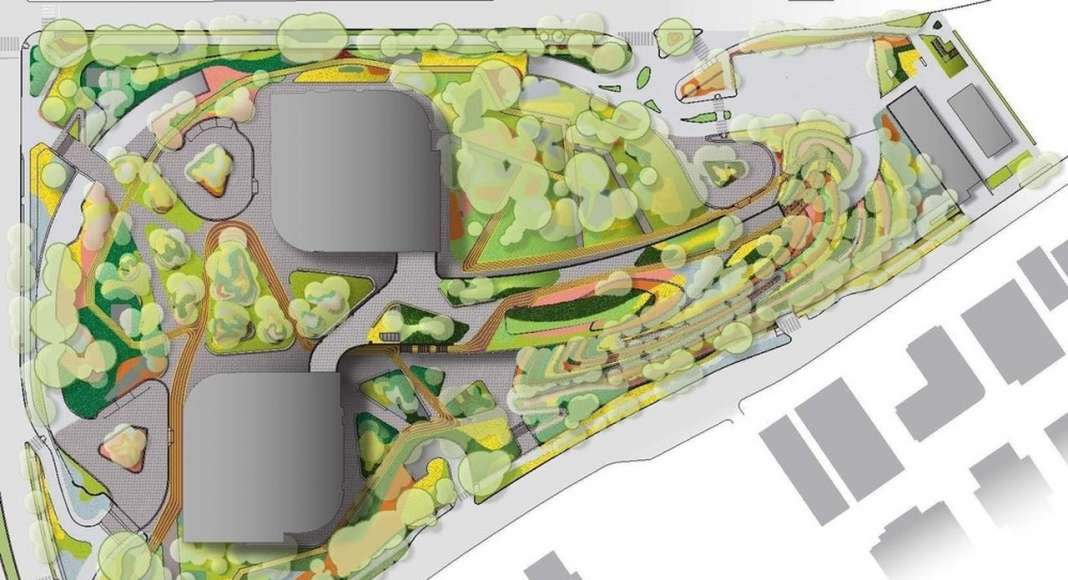 Rendered plan illustrating the continuous green surface displaying Mata Atlantica ecosystem : Photo credit courtesy of © Balmori Associates