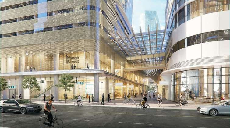 View Looking North from Harbour Street Along Glass Covered North-South Mid-Block Passage : Photo credit © Hariri Pontarini Architects