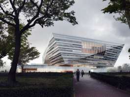 Shanghai East Library Exterior by Schmidt Hammer Lassen Architects : Render © Beauty and the Bit