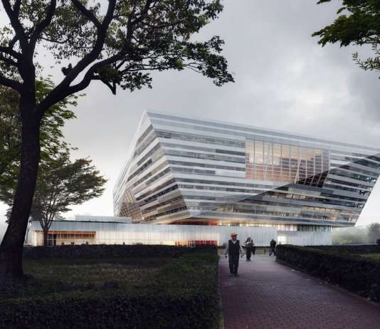 Shanghai East Library Exterior by Schmidt Hammer Lassen Architects : Render © Beauty and the Bit