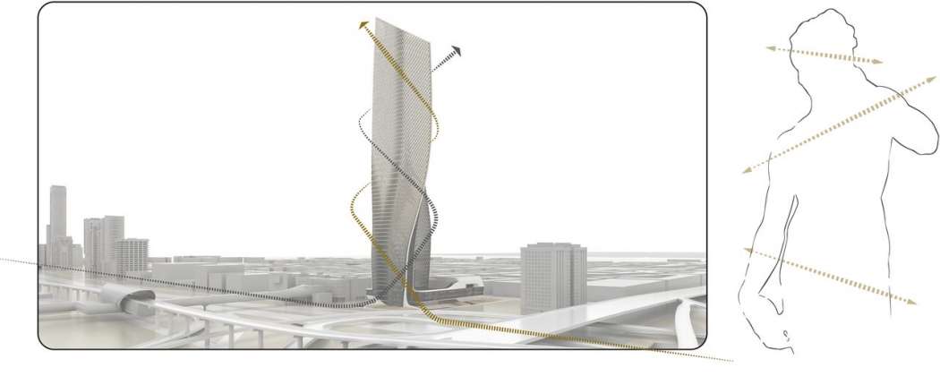 UNStudio Wasl Tower Dubai Contraposto : Drawing © UNstudio