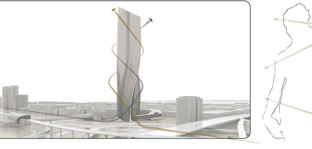 UNStudio Wasl Tower Dubai Contraposto : Drawing © UNstudio