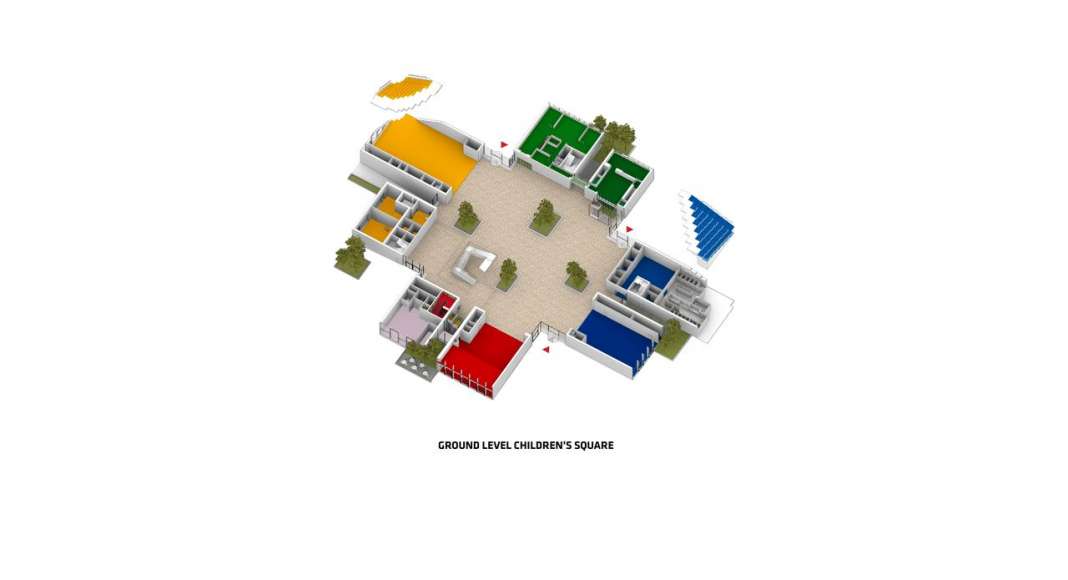 LEGO House 3D Axonometric in Billund, Denmark : Drawing © BIG — Bjarke Ingels Group